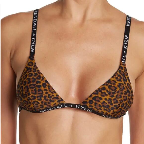 NWT! Kendall & Kylie Animal Print Logo Tape Bikini size XL - Picture 2 of 12
